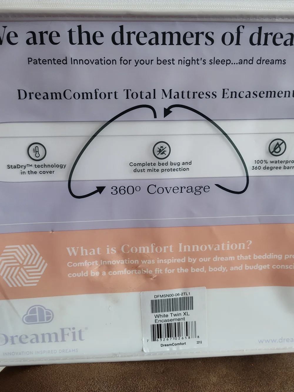 DreamComfort Total Mattress Encasement - White Twin XL
